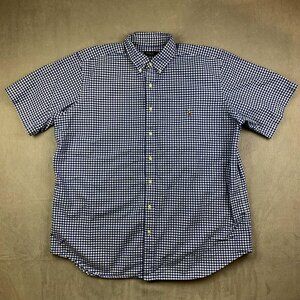 Ralph Lauren Polo Mens Shirt 2XLT Blue White Check Plaid Button Up Flesh Pony